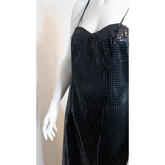 VINTAGE '90s "Bianca" Black Sequin Mini Dress MEDIUM - Picture 4 of 9